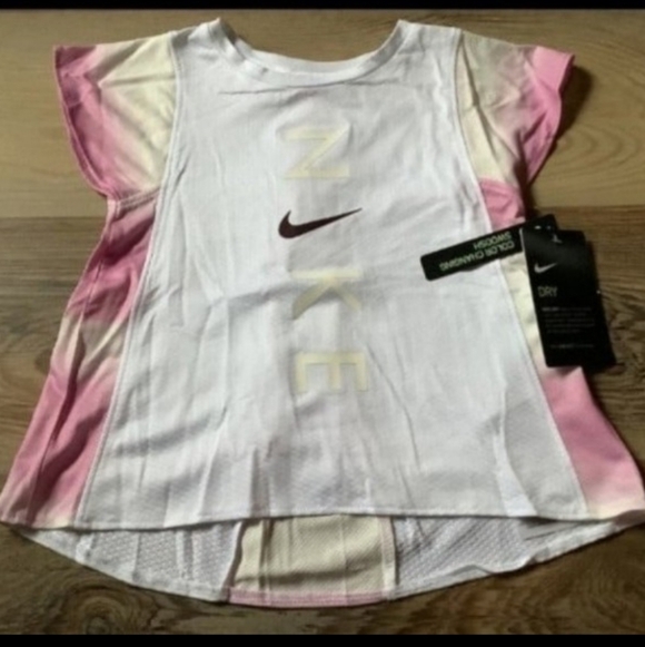 Nike Kids' White and Pink Short Sleeve Tee - Picture 2 of 5